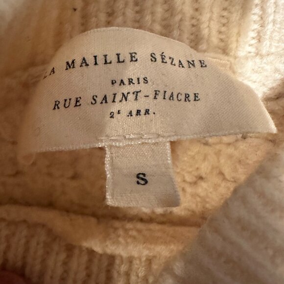 Sezane Cream Textured Crew Neck Sweater - Picture 4 of 5